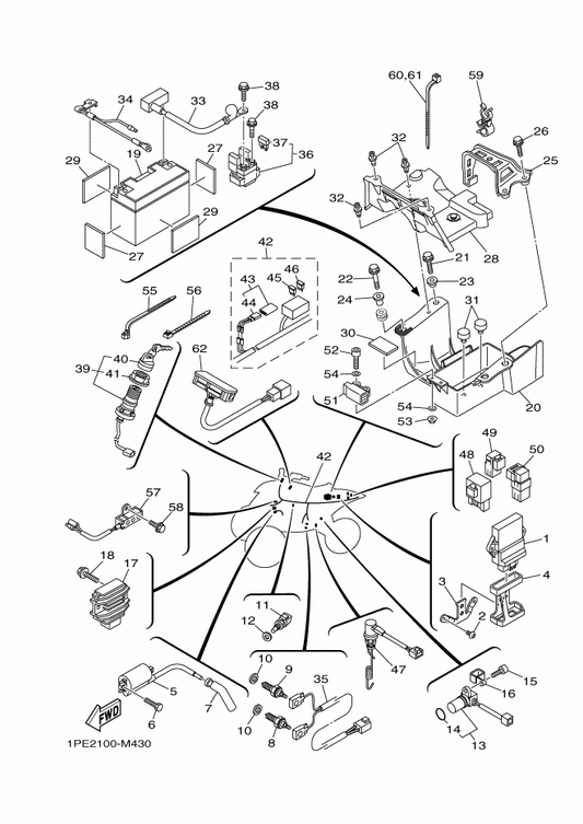 Yamaha 1S3-21274-00 Bracket, C.D.I. Unit — shown on the Electrical 1 parts diagram