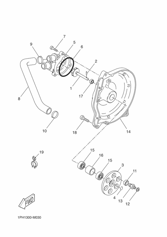 Yamaha 93101-10842 Oil Seal — shown on the Water Pump parts diagram