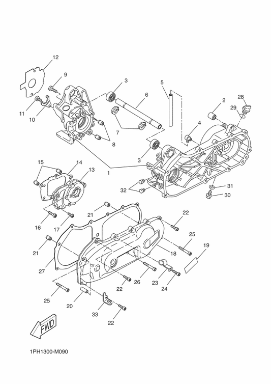 Yamaha 90110-06X90 Bolt, Hexagon Socket Head — shown on the Crankcase parts diagram