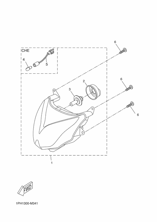 Yamaha 5UM-H4397-00 . Cover, Socket — shown on the Headlight parts diagram