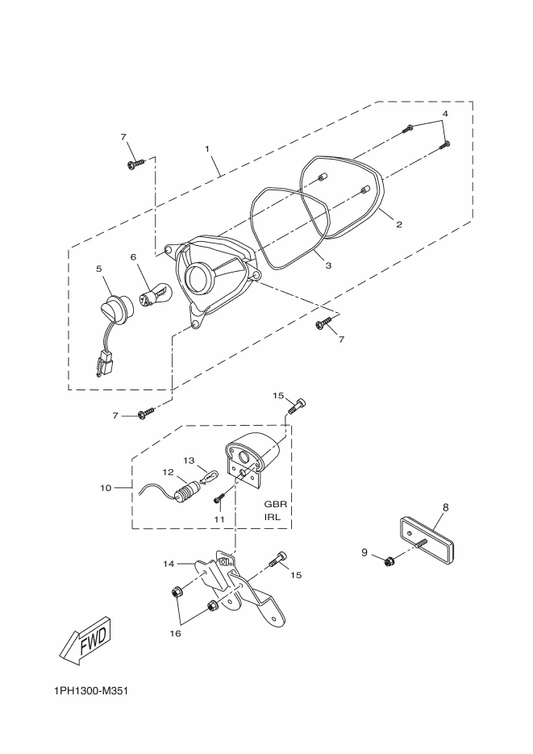 Yamaha 5C2-H454L-00 Bracket — shown on the Taillight parts diagram