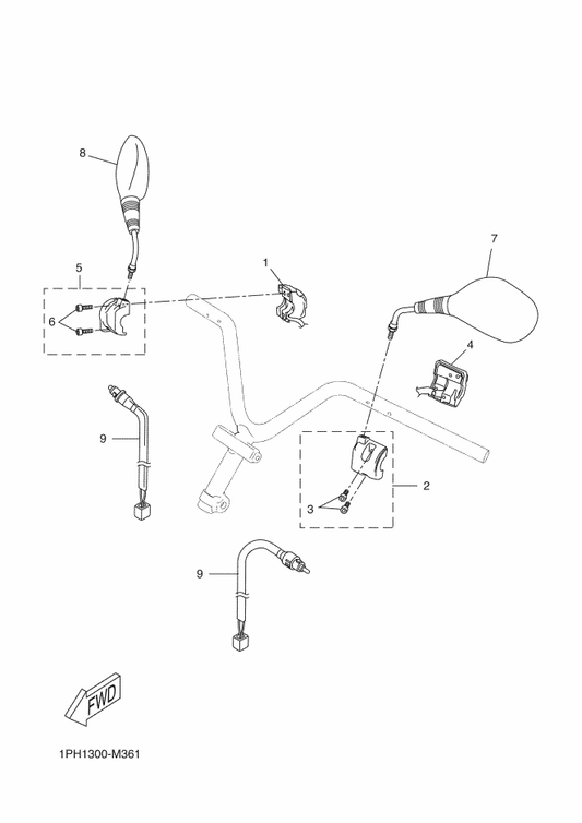 Yamaha 1PH-H3976-00 Switch, Handle 1 — shown on the Handle Switch & Lever parts diagram