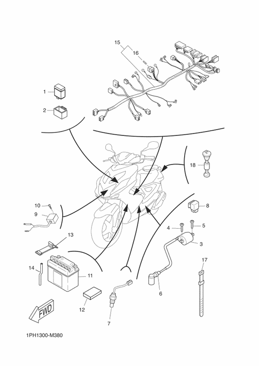 Yamaha 53L-85720-10 Oil Level Gauge Assy — shown on the Electrical 2 parts diagram