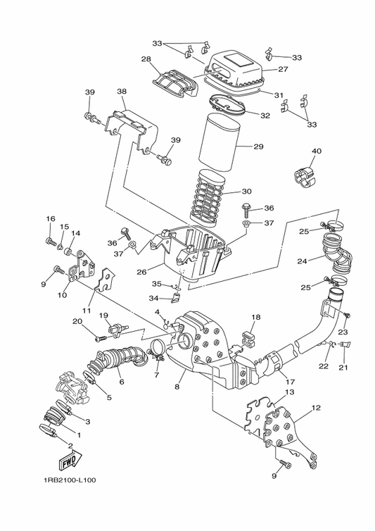 Yamaha 5B4-E4454-00 Joint — shown on the Intake parts diagram