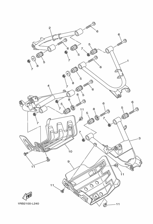 Yamaha 5B4-F2172-00 Arm, Rear 2 — shown on the Rear Arm parts diagram