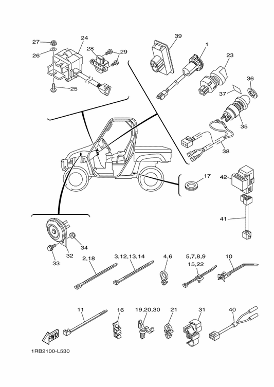Yamaha 5UG-82309-10 Wire, Sub Lead — shown on the Electrical 2 parts diagram