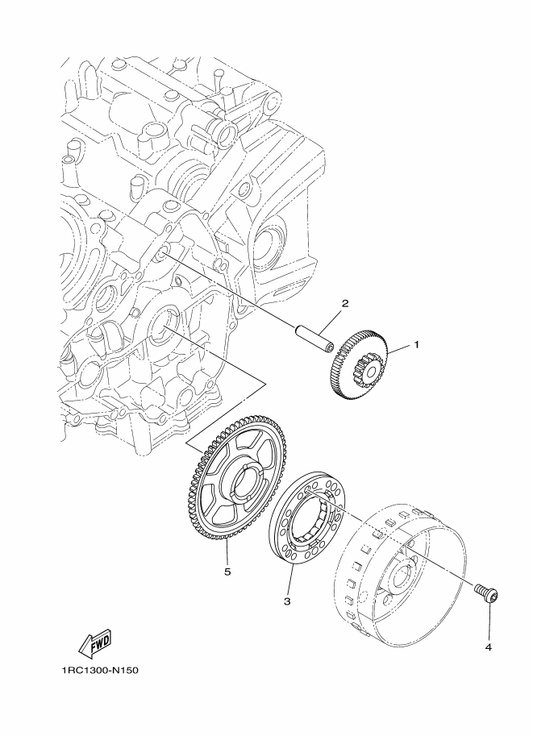 Yamaha 1RC-15590-00 Starter One-Way Assy — shown on the Starter parts diagram