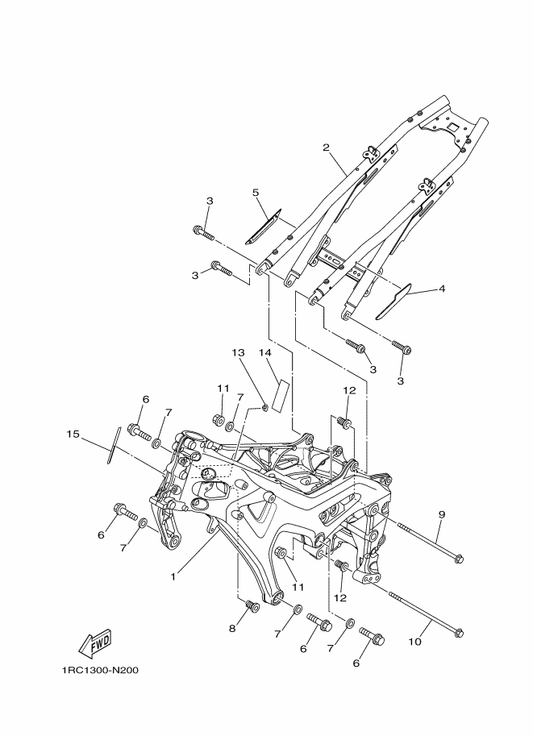 Yamaha 1RC-21110-00 Frame Comp. — shown on the Frame parts diagram