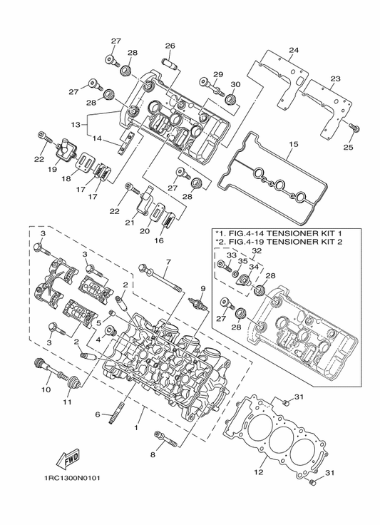 Yamaha 1RC-11101-09 Cylinder Head Assy — shown on the Cylinder Head parts diagram