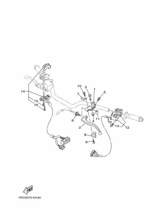 Yamaha 2DR-83969-00 Switch, Handle 5 — shown on the Handle Switch & Lever parts diagram