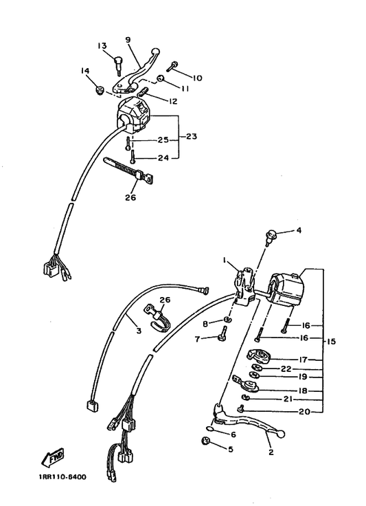 Yamaha 10M-83942-00 . Cover, Starter — shown on the Handle Switch & Lever parts diagram