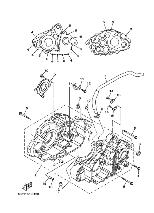Yamaha 1S3-11166-00 Pipe, Breather 1 — shown on the Crankcase parts diagram