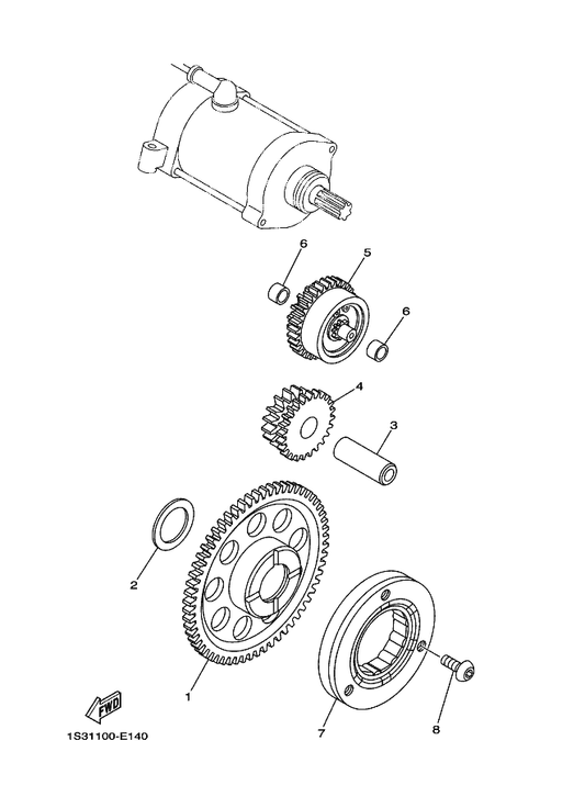 Yamaha 1S3-15515-00 Gear 3 — shown on the Starter parts diagram