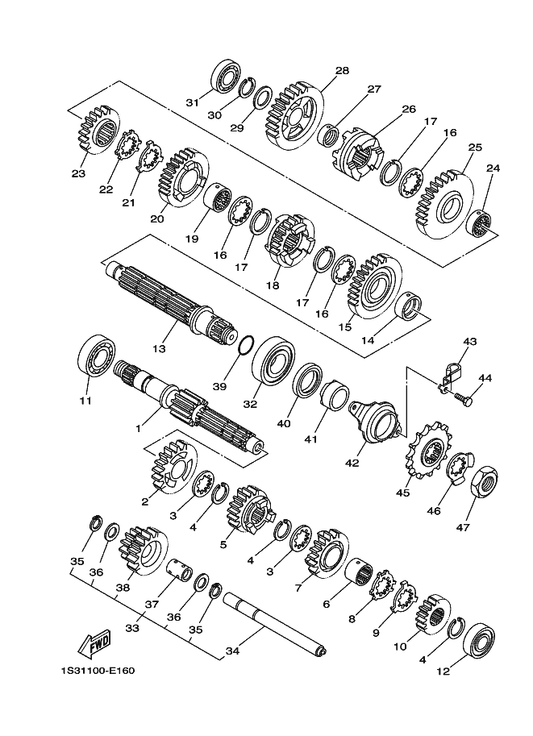 Yamaha 90461-10011 Clamp — shown on the Transmission parts diagram