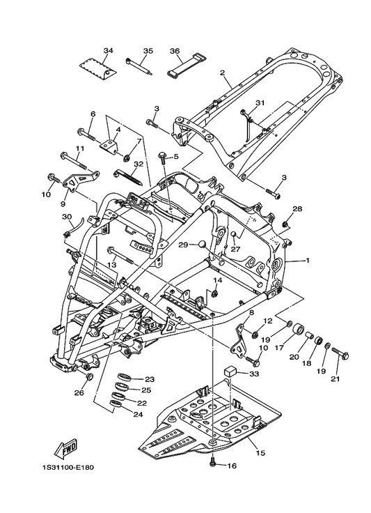 Yamaha 92012-10035 Bolt, Button Head — shown on the Frame parts diagram