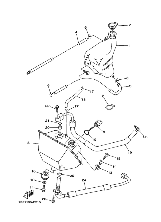 Yamaha 90480-24004 Grommet — shown on the Oil Tank parts diagram