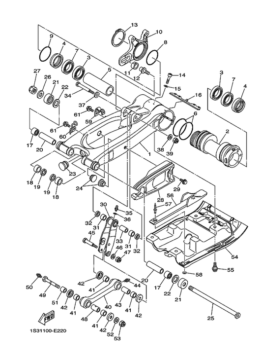 Yamaha 90201-12032 Washer, Plate — shown on the Rear Arm parts diagram