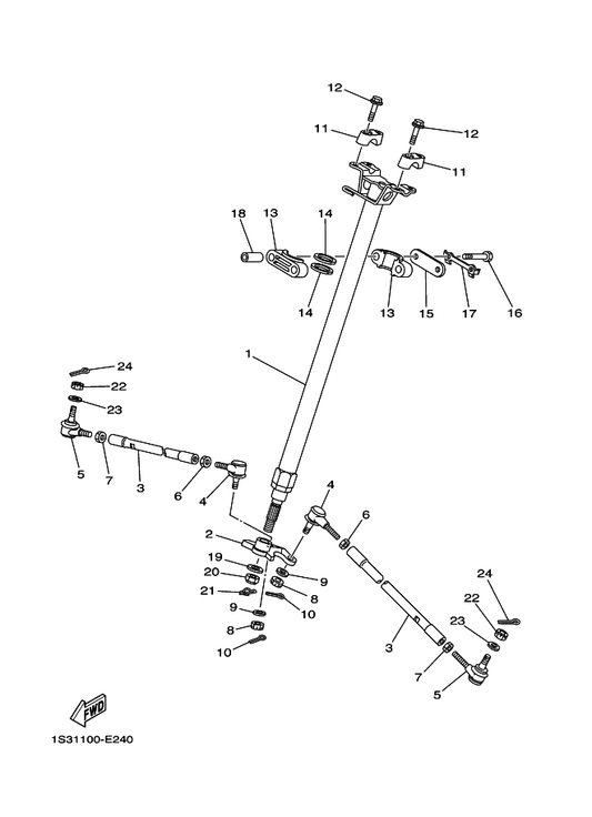Yamaha 1S3-23831-20 Rod, Tie — shown on the Steering parts diagram