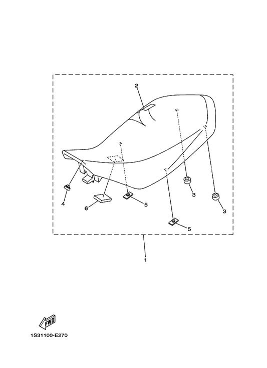 Yamaha 1S3-24723-00 . Damper, Seat — shown on the Seat parts diagram