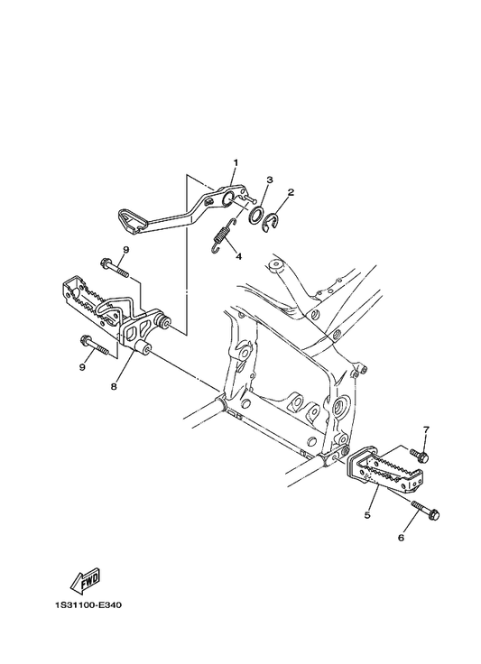 Yamaha 1S3-27211-10 Pedal, Brake — shown on the Stand & Footrest parts diagram