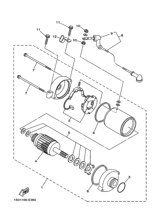 Yamaha 3KS-81809-00 . Washer Kit — shown on the Starting Motor parts diagram