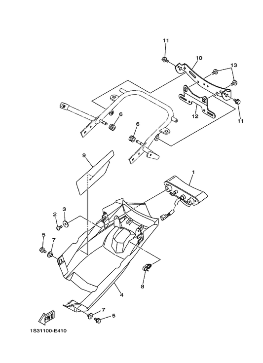 Yamaha 1S3-84710-01 Taillight Unit Assy — shown on the Taillight parts diagram
