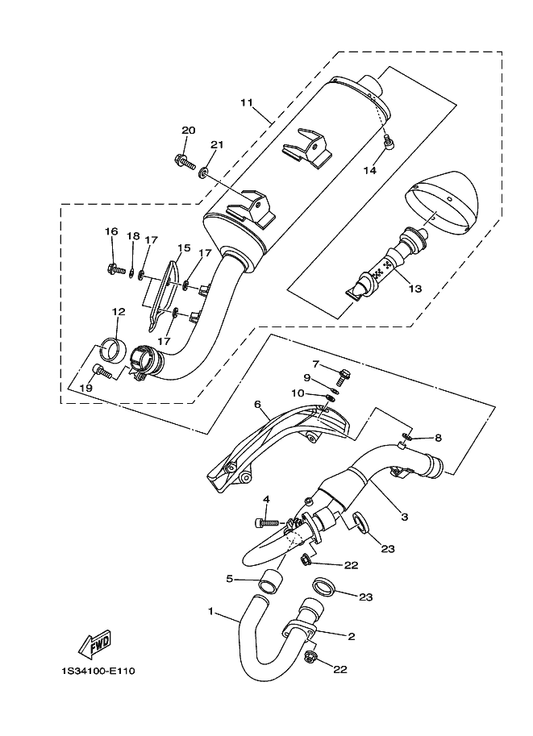 Yamaha 1S3-14612-00 Nut, Ring — shown on the Exhaust parts diagram