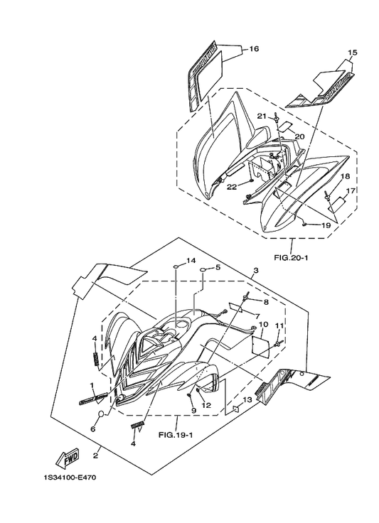 Yamaha 5LP-21696-M0 Label, Caution — shown on the Emblem & Label 3 parts diagram