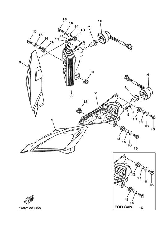 Yamaha 1S3-84166-00 Rim, Headlight Cover 2 — shown on the Headlight parts diagram