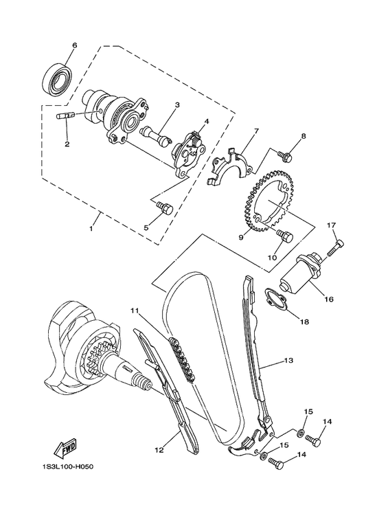 Yamaha 5VK-12231-00 Guide, Stopper 1 — shown on the Camshaft & Chain parts diagram