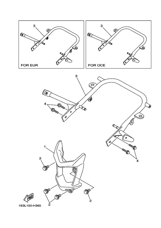 Yamaha 1S3-2845R-51 Bar, Carry Rear — shown on the Guard parts diagram