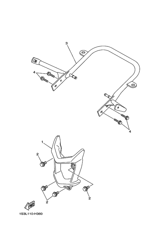 Yamaha 1PE-F845R-00 Bar, Carry Rear — shown on the Guard parts diagram