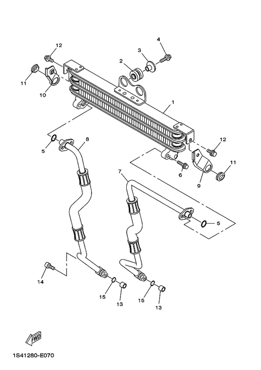 Yamaha 90387-06876 Collar — shown on the Oil Cooler parts diagram