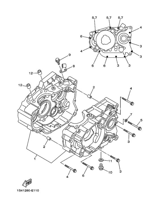Yamaha 95024-06070 Bolt, Flg.(Small Head) — shown on the Crankcase parts diagram