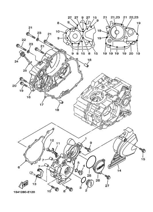 Yamaha 90465-20801 Clamp — shown on the Crankcase Cover 1 parts diagram