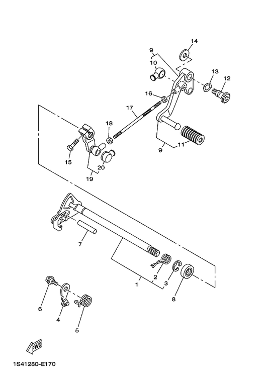 Yamaha 90109-06190 Bolt — shown on the Shift Shaft parts diagram