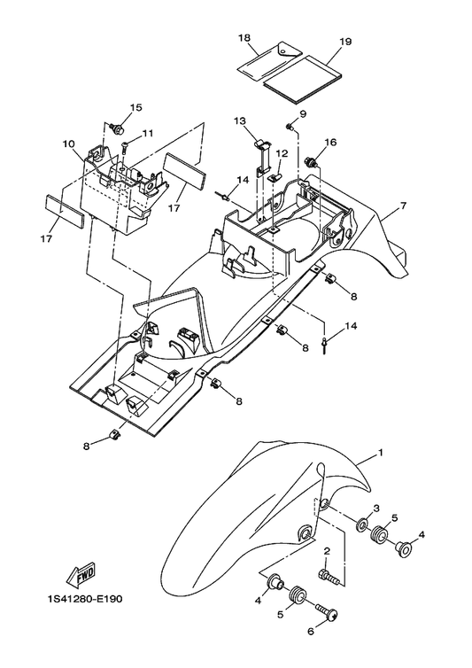 Yamaha 90267-40W05 Rivet, Blind — shown on the Fender parts diagram