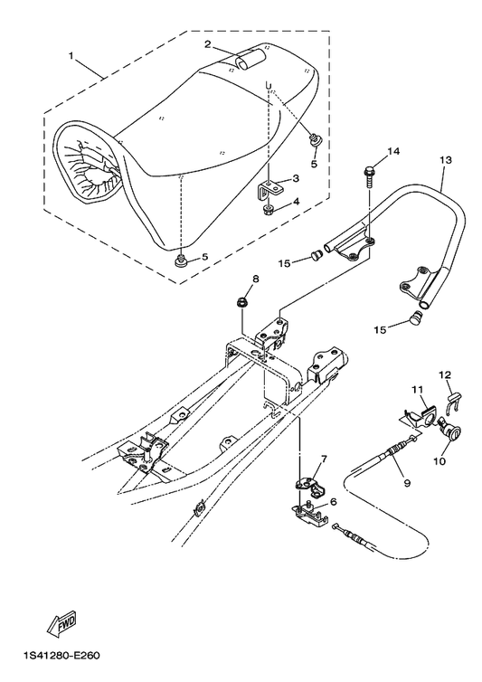 Yamaha 5TL-F4780-00 Seat Lock Assy — shown on the Seat parts diagram
