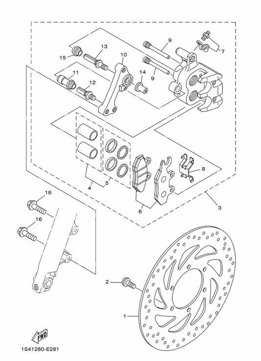 Yamaha 90111-08057 Bolt,Hex. Socket Button — shown on the Front Brake Caliper parts diagram