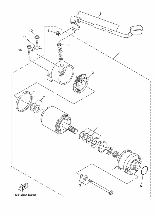 Yamaha 90462-10808 Clamp — shown on the Starting Motor parts diagram