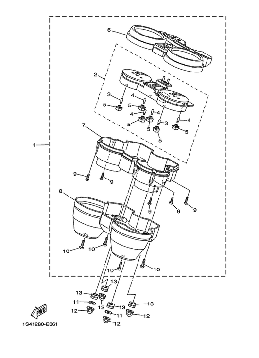 Yamaha 1S4-H3572-00 . Case, Speedometer Lower — shown on the Meter parts diagram