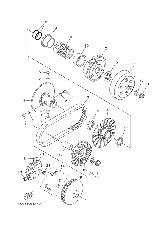 Yamaha 1SC-H1162-00 Washer, Plain — shown on the Clutch parts diagram