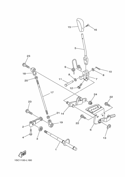 Yamaha 1SC-E8169-01 Arm, Shift 2 — shown on the Shift Shaft parts diagram