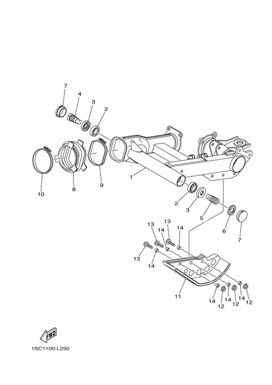 Yamaha 1SC-F2189-00 Boot, Rubber — shown on the Rear Arm parts diagram