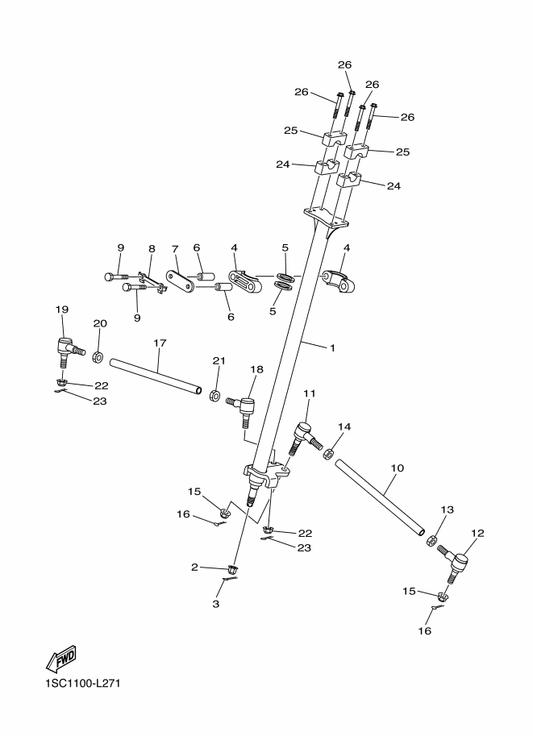 Yamaha 43D-F1829-00 Nut — shown on the Steering parts diagram