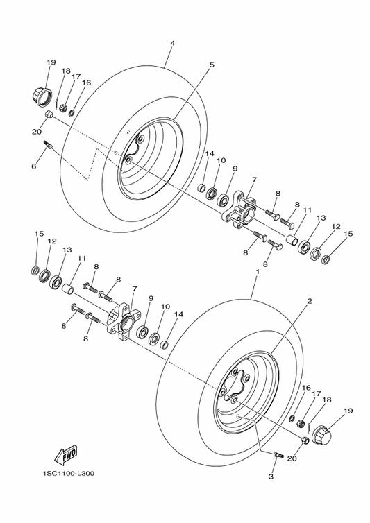 Yamaha 1SC-F51H1-00 Bearing — shown on the Front Wheel parts diagram