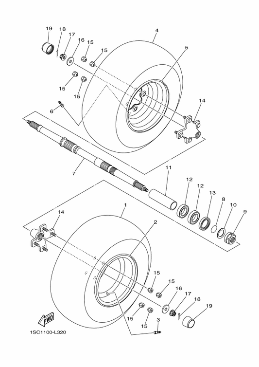 Yamaha 1SC-F4649-00 O-Ring — shown on the Rear Wheel parts diagram