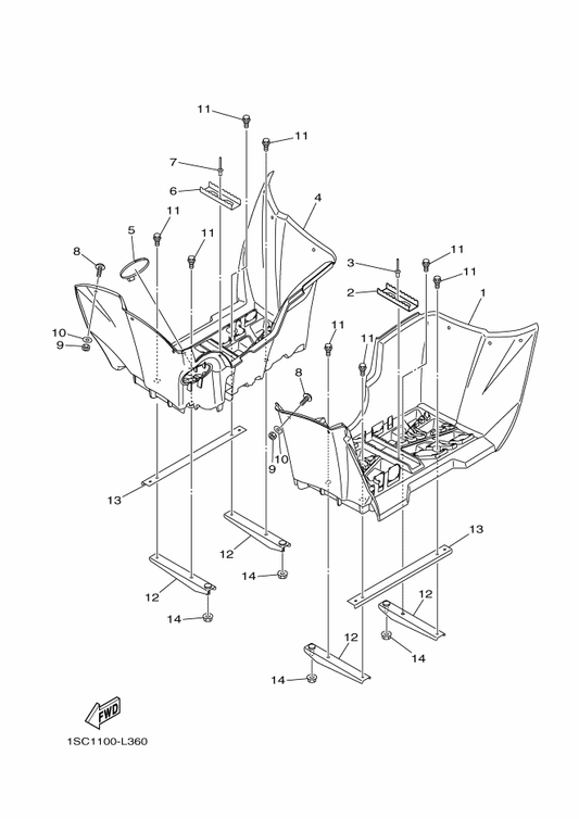 Yamaha 1SC-F8239-00 Cover 3 — shown on the Stand & Footrest parts diagram