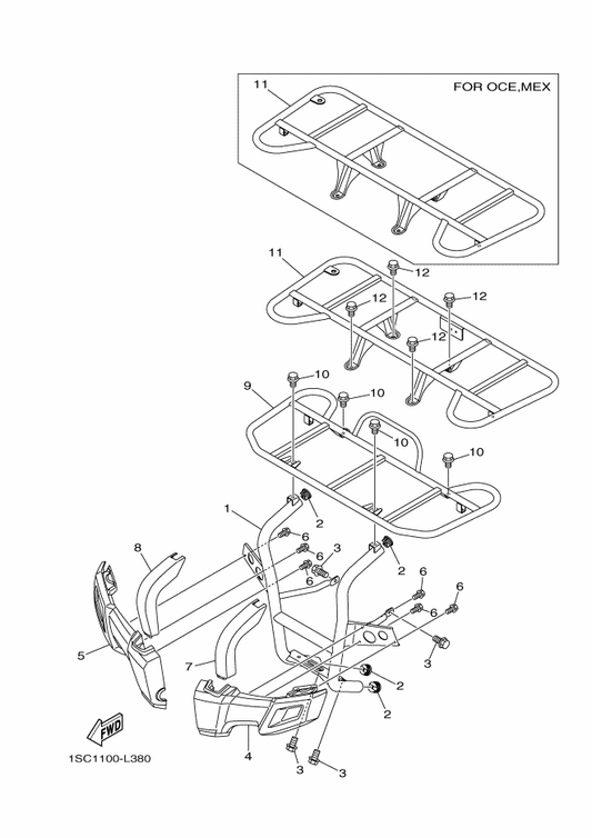 Yamaha 1SC-F8416-00 Damper 2 — shown on the Guard parts diagram