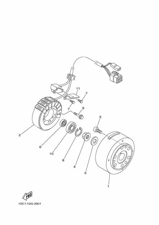 Yamaha 1SC-H1152-00 Bolt — shown on the Generator parts diagram